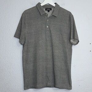 Express Men’s Size Medium Short Sleeve Grey Polo Preppy‎ Travel Work Casual